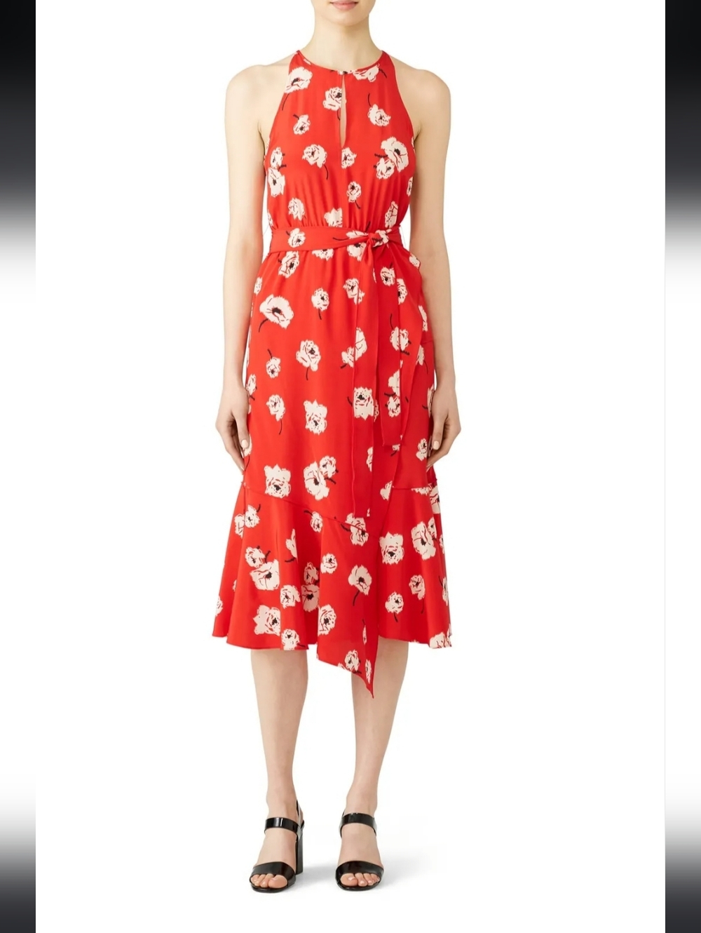 10 CROSBY DEREK LAM 100% Silk Halter Faux Wrap Dress